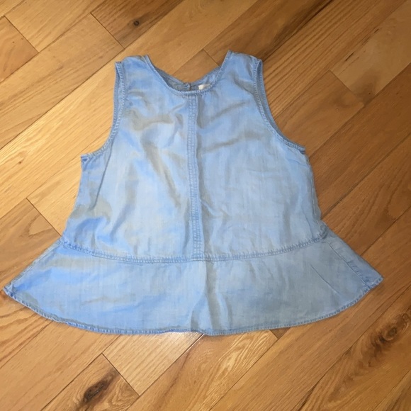 Anthropologie Cloth & Stone Chambray Peplum Open Back Sleeveless Top size S, EUC - Picture 3 of 6
